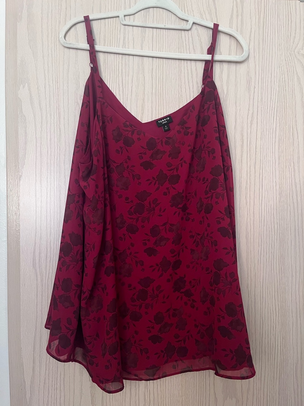 torrid wine floral camisole with adjustable straps